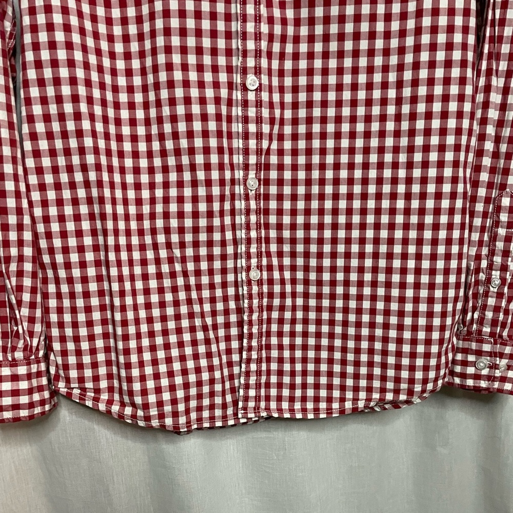 Bass Red & White Checked 100% Cotton Button-Up Long Sleeve Shirt RN 69426 - Picture 4 of 14